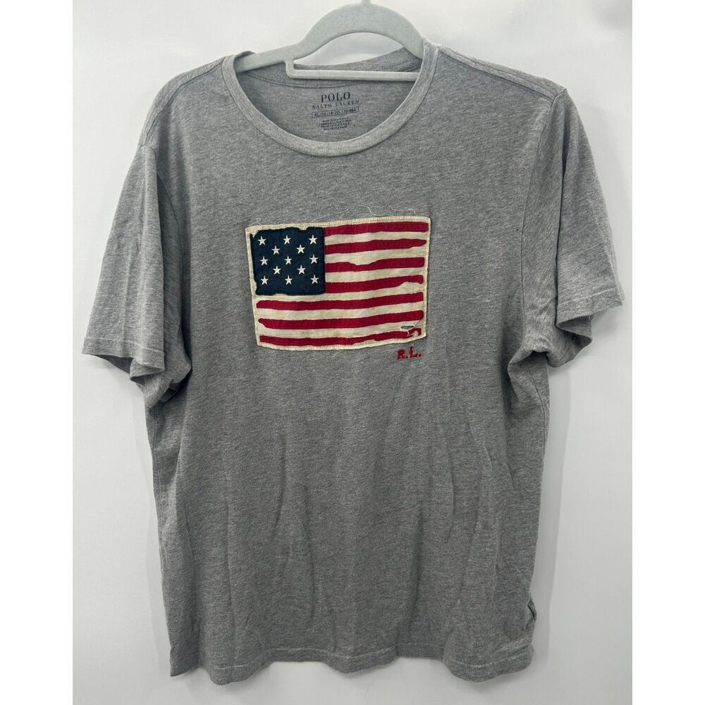 Polo Ralph Lauren Kids Flag Cotton Jersey Tee Big Kid XL 18-20 USA Gray